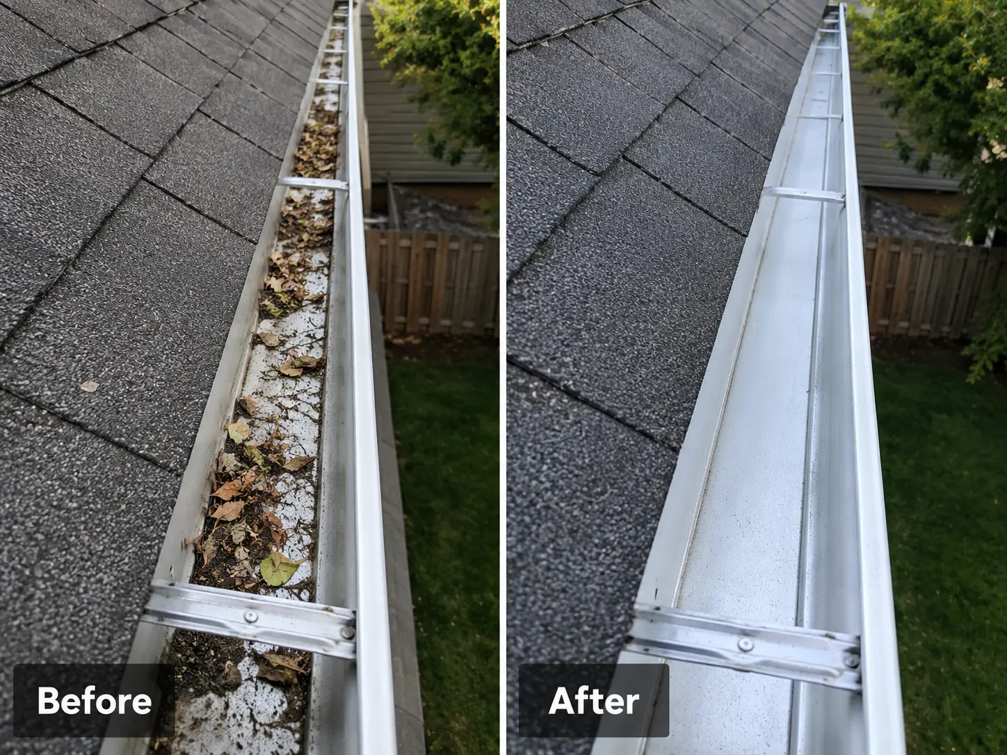 Illustrative full-length gutter cleanout example